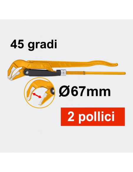 Chiave Giratubi 45° Diametro 67 mm Modello Svedese Professionale  