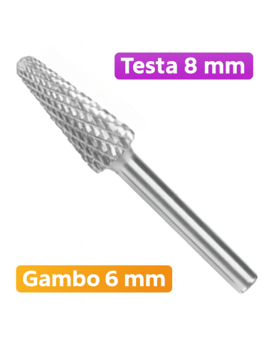 Fresa Conica Carburo Tungsteno Testa Raggiata Fori Smussature  