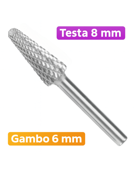 Fresa Conica Carburo Tungsteno Testa Raggiata Fori Smussature  