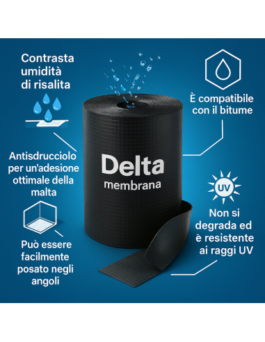 Tagliamuro DELTA DPC Barriera Antiumidità Antisdrucciolo Murature Rotolo 25 m