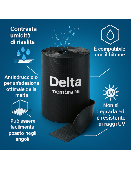 Tagliamuro DELTA DPC Barriera Antiumidità Antisdrucciolo Murature Rotolo 25 m