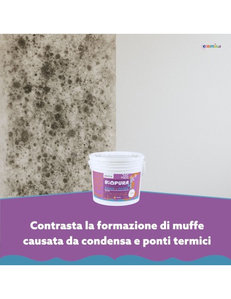 Idropittura Traspirante Antimuffa Interni Bagno Cucina Linea BIOPURA Cromika