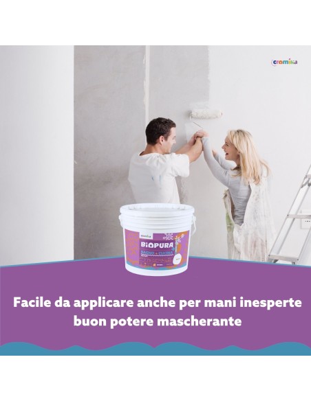 Idropittura Traspirante Antimuffa Interni Bagno Cucina Linea BIOPURA Cromika