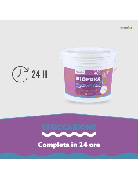Idropittura Traspirante Antimuffa Interni Bagno Cucina Linea BIOPURA Cromika