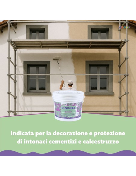 Pittura Quarzo Antialga Interni Esterni Finitura Opaca Linea BIOPURA Cromika