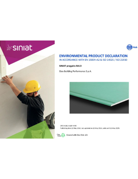 Lastra Cartongesso Siniat Pregydro H2 BA13 1200x2000 Ambienti Umidi Pareti 