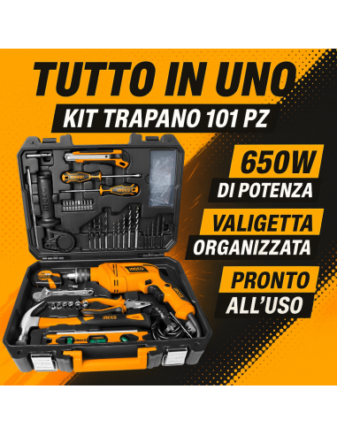Valigetta Completa Trapano Elettrico 101 Utensili Accessori Professionali 