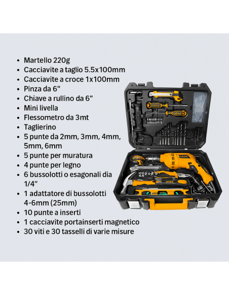 Valigetta Completa Trapano Elettrico 101 Utensili Accessori Professionali 