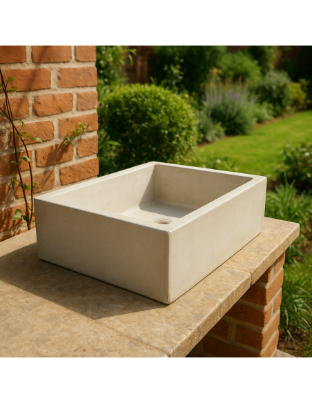 Pilozza Lavabo Rettangolare Cemento Calcestruzzo 45 x 35 x H.16 cm Serie Ostuni 
