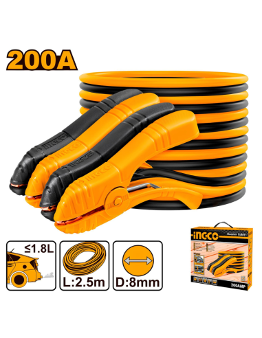 Cavi Batteria Auto Rame 200A Morsetto 15.6x9.1 Cm Lunghezza 2,5 Metri  
