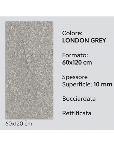 Piastrella Gres Porcellanato Rettificata London Grey S.Agostino 60x120 cm 0,72m²