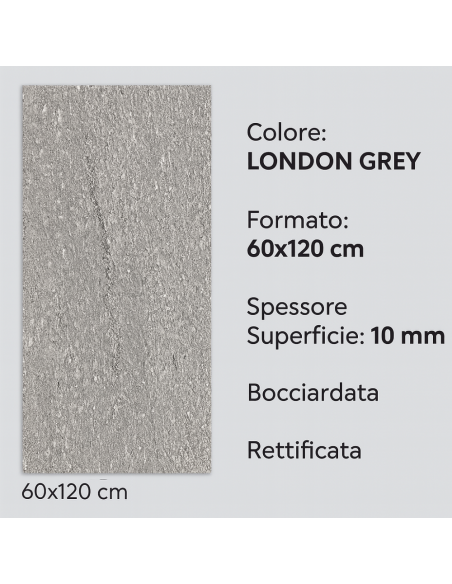 Piastrella Gres Porcellanato Rettificata London Grey S.Agostino 60x120 cm 0,72m²