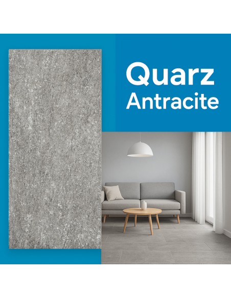 Piastrella Gres Porcellanato Rettificata Quarz Antracite R10 30x60 cm 0,18m² 