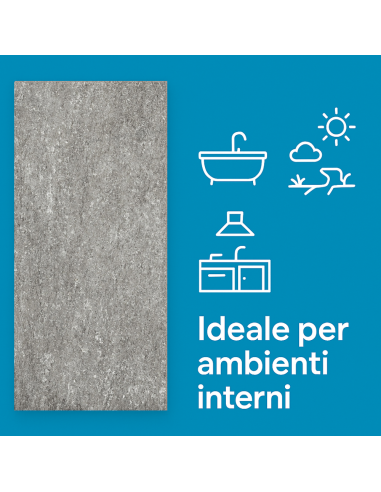 Piastrella Gres Porcellanato Rettificata Quarz Antracite R10 30x60 cm