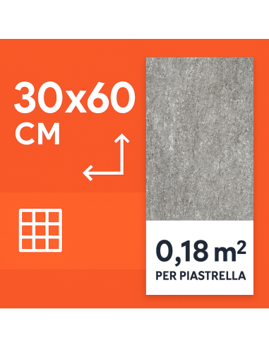Piastrella Gres Porcellanato Rettificata Quarz Antracite R10 30x60 cm