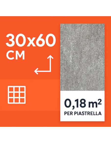 Piastrella Gres Porcellanato Rettificata Quarz Antracite R10 30x60 cm