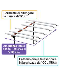 Prolunga Banco Da Lavoro BM 180 PLUS Larghezza Telescopica 100 a 150 cm  2