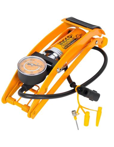 Pompa Pedale Professionale Manometro Tubo Acciaio Bici Moto Auto 55x120mm