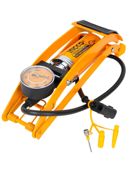 Pompa Pedale Professionale Manometro Tubo Acciaio Bici Moto Auto 55x120mm