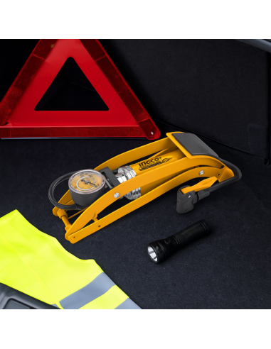 Pompa Pedale Professionale Manometro Tubo Acciaio Bici Moto Auto 55x120mm