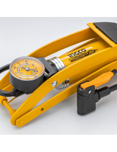 Pompa Pedale Professionale Manometro Tubo Acciaio Bici Moto Auto 55x120mm