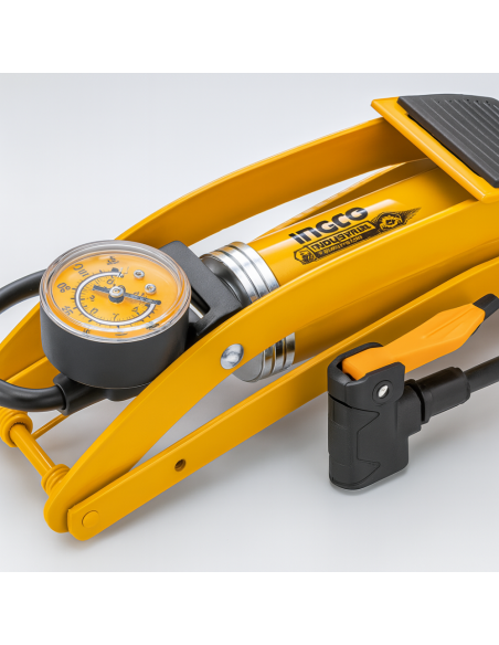 Pompa Pedale Professionale Manometro Tubo Acciaio Bici Moto Auto 55x120mm