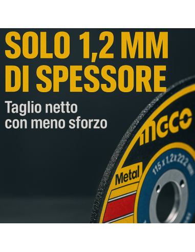 Disco Taglio Abrasivo Professionale Lavorazioni Metallo Acciaio Inox 115x1,2 mm