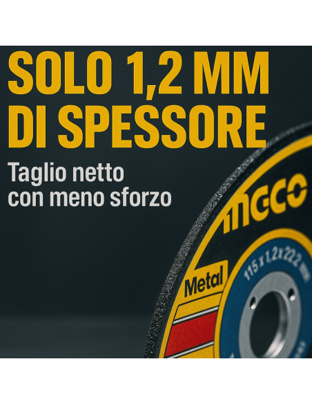 Disco Taglio Abrasivo Professionale Lavorazioni Metallo Acciaio Inox 115x1,2 mm