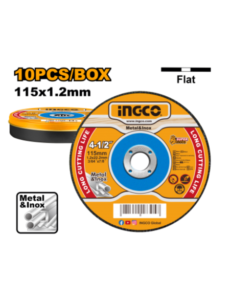 Disco Taglio Professionale Lavorazioni Metallo Acciaio Inox 115x1,2 mm 10 Pezzi