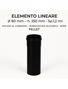 Tubo Acciaio Canna Fumaria Stufa Pellet Spessore 1,2 mm Diametro 80 mm   2