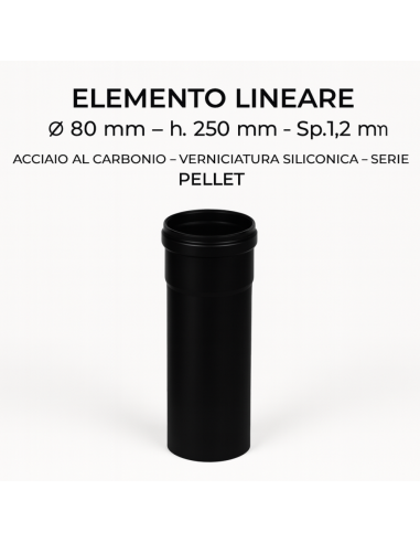 Tubo Acciaio Canna Fumaria Stufa Pellet Spessore 1,2 mm Diametro 80 mm  