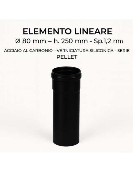 Tubo Acciaio Canna Fumaria Stufa Pellet Spessore 1,2 mm Diametro 80 mm  