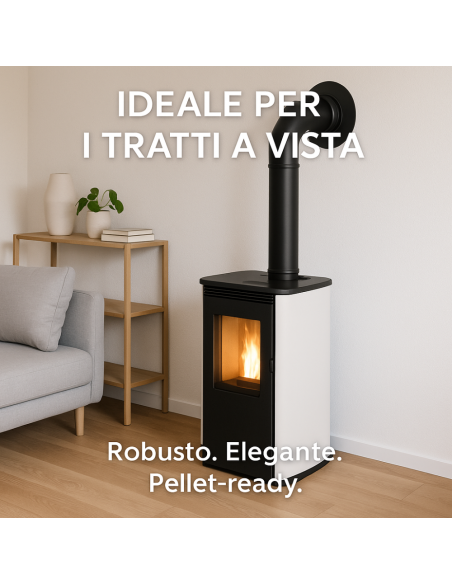 Tubo Acciaio Canna Fumaria Stufa Pellet Spessore 1,2 mm Diametro 80 mm  