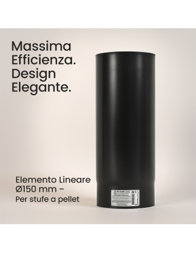 Tubo Lineare Arredo Canale Da Fumo Stufa A Pellet Sistema Scarico Diametro 150mm