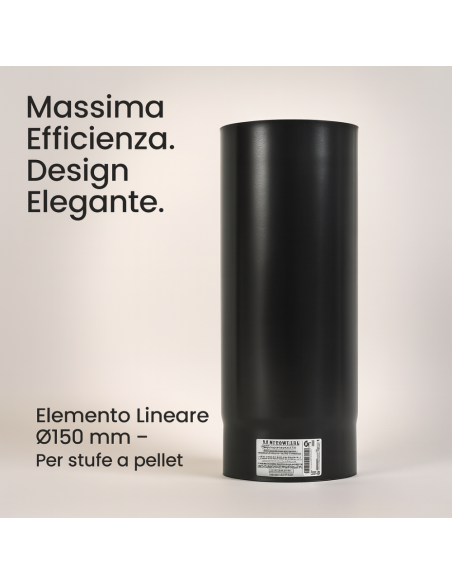 Tubo Lineare Arredo Canale Da Fumo Stufa A Pellet Sistema Scarico Diametro 150mm