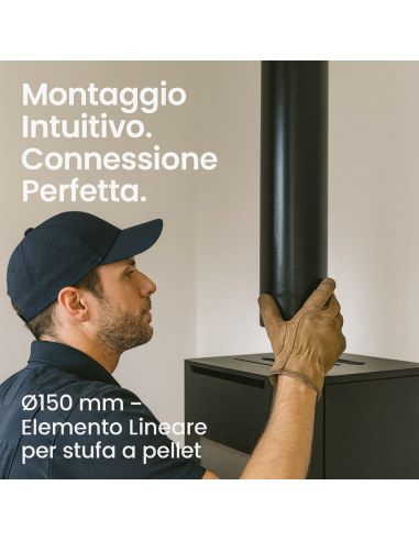 Tubo Lineare Arredo Canale Da Fumo Stufa A Pellet Sistema Scarico Diametro 150mm
