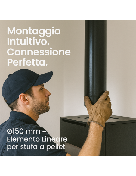 Tubo Lineare Arredo Canale Da Fumo Stufa A Pellet Sistema Scarico Diametro 150mm
