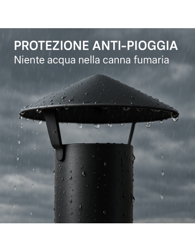 Cappello Cinese Canale Fumo Ø 80 mm Stufa Pellet Acciaio Zincato Antipioggia