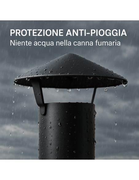 Cappello Cinese Canale Fumo Ø 80 mm Stufa Pellet Acciaio Zincato Antipioggia
