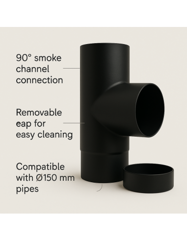 Raccordo a T Arredo Tappo Ispezione Raccolta 90° Canale Fumo Stufa A Pellet