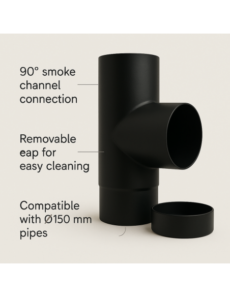Raccordo a T Arredo Tappo Ispezione Raccolta 90° Canale Fumo Stufa A Pellet