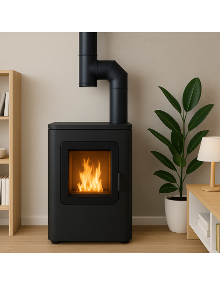 Raccordo a T Arredo Tappo Ispezione Raccolta 90° Canale Fumo Stufa A Pellet