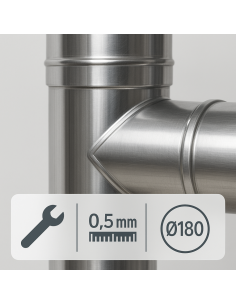 Raccordo T 90° Mono Parete Acciaio Inox Sp. 0,5 mm Collegamento Canna Fumaria 2
