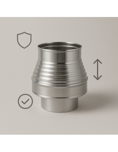 Aumento Canna Fumaria Acciaio Inox Mono Parete Sp. 0,5 mm Finitura BA Lucida