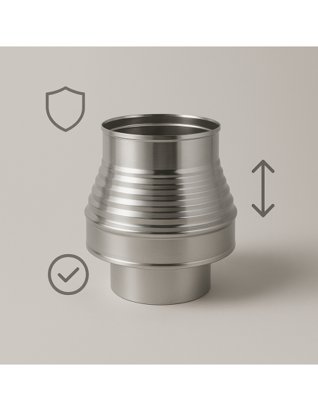 Aumento Canna Fumaria Acciaio Inox Mono Parete Sp. 0,5 mm Finitura BA Lucida