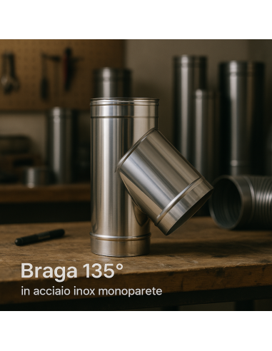 Raccordo Braga 135° Mono Parete Metallica Spessore 0,5 mm Canna Fumaria