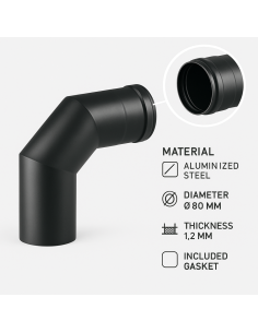 Curva 90° Modifica Direzione Canale Fumo Diametro 80 mm Sp. 1,2 mm Stufa Pellet 2