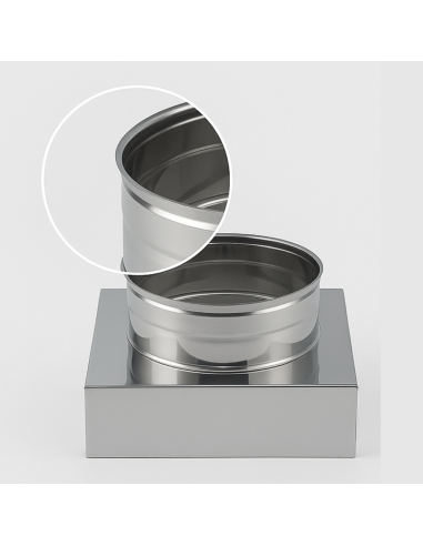 Riduzione Quadra Tonda 350x350 - Ø 300 mm, Acciaio Inox Sp. 0,5 mm Canna Fumaria