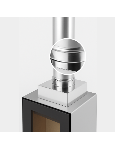 Riduzione Quadra Tonda 350x350 - Ø 300 mm, Acciaio Inox Sp. 0,5 mm Canna Fumaria