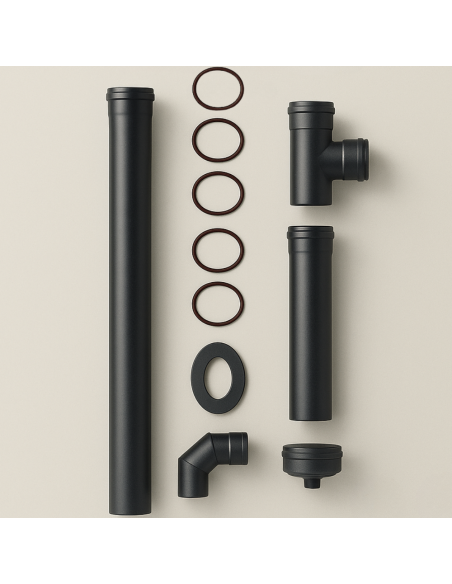Kit Facile Pellet Completo 11 Pezzi Per Canale Da Fumo Diametro 80 mm